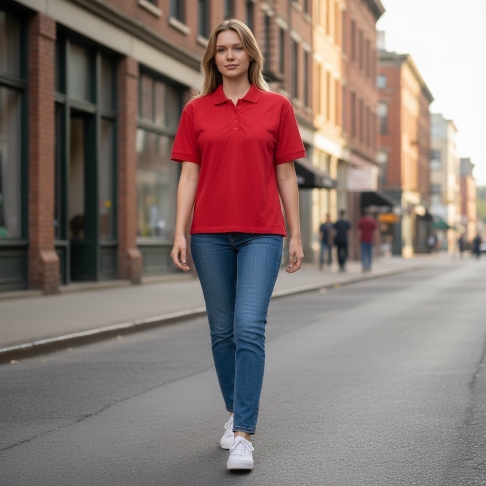 Neiman Marcus Jane Tise Red Polo Shirt Size S